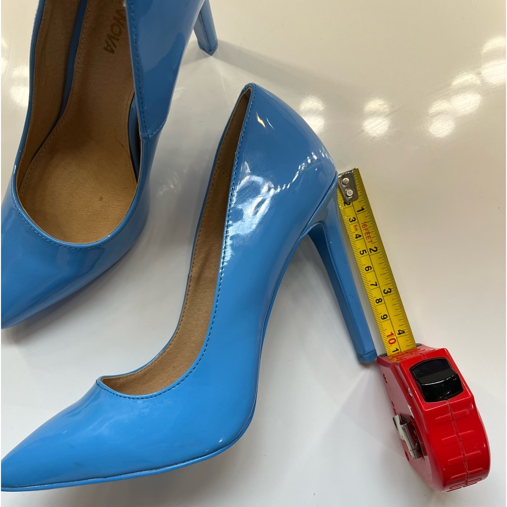 Blue patent stiletto 4 inch heels,slip on,pumps, pointy toe,size 7 - Picture 9 of 10